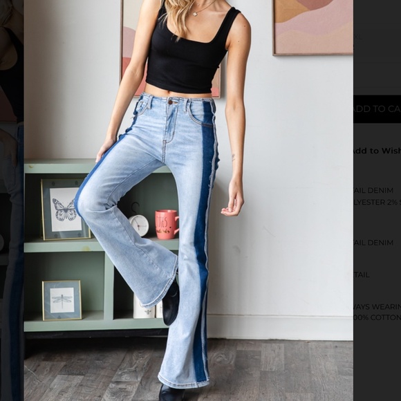 OLI & HALI “ Big Sky “ OLI and HALI Washed Two Tone Flare Jeans Pants BR62 - Picture 3 of 8